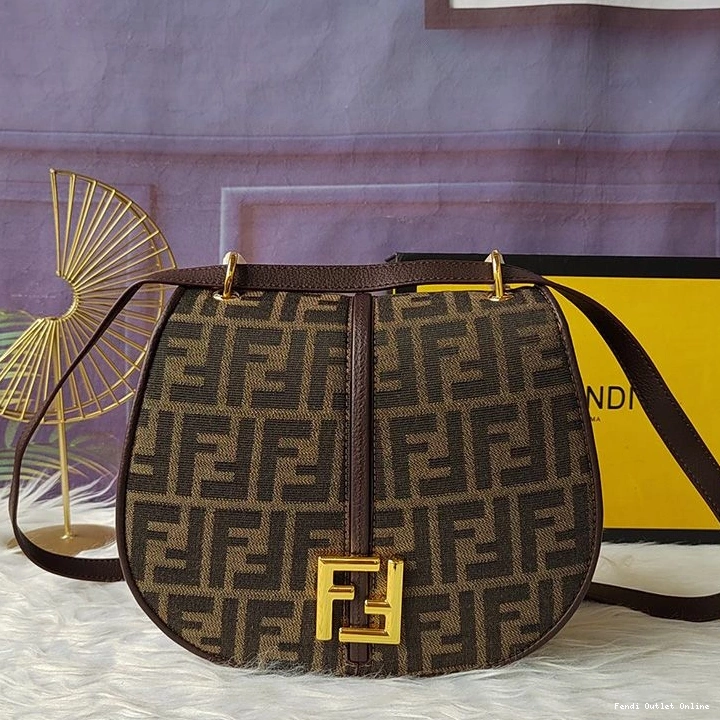 Fendi Bag Brown FF Fabric C'mon In Motif Medium 0711